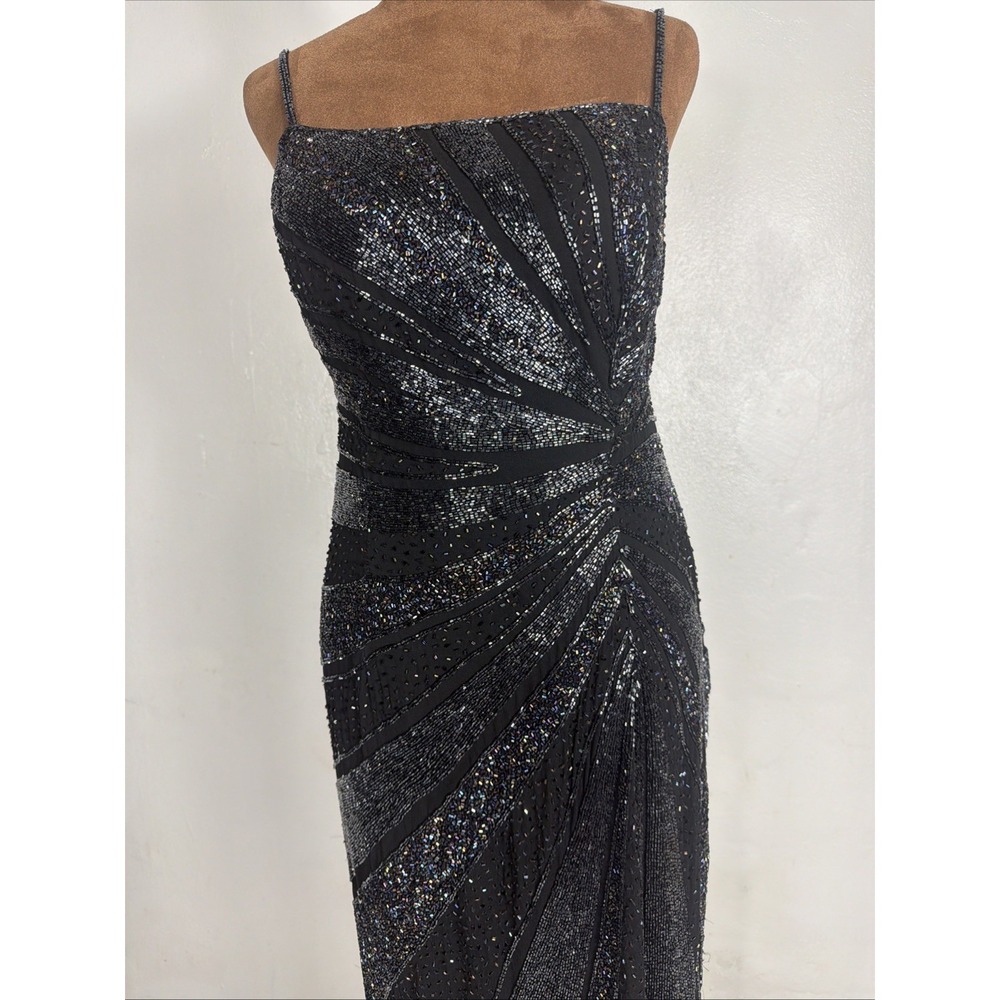 VTG‎ MIA Bella Black Beaded Gown Party  Prom Dress Size L